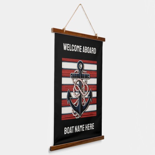 Custom Text Nautical Anchor Hangend Wandkleed (Gebogen)
