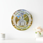 Custom Text New England Church in de Herfst Grote Klok (Huis)