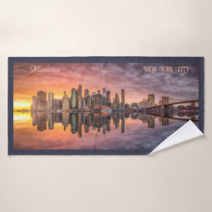 Custom Text New York City Skyline Badhanddoek
