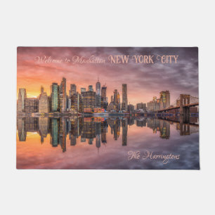 Custom Text New York City Skyline Deurmat