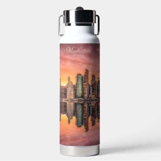 Custom Text New York City Skyline Waterfles (Voorkant)