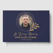 Custom Text Photo Memorial Funeral Leaves Gastenboek (Voorkant)