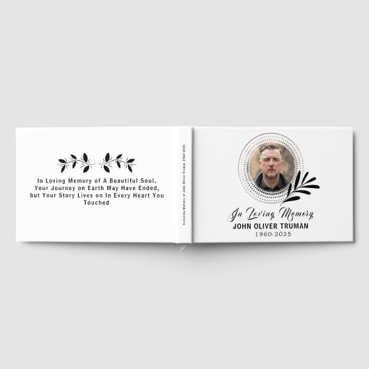 Custom Text Photo Memorial Funeral Leaves Gastenboek (Volledig)