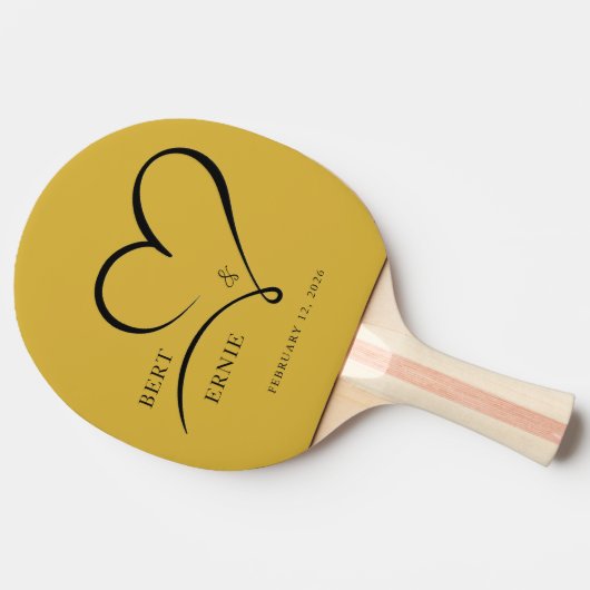 Custom Text Ping Pong Paddle Wedding FavorKeepsake Tafeltennisbatje (Zijkant)