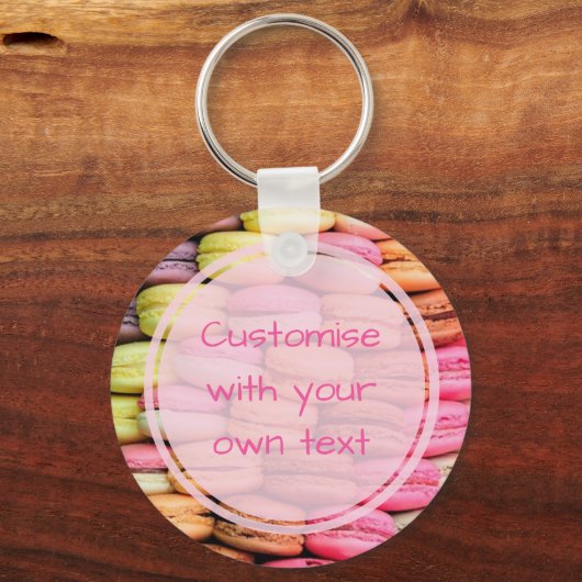 Custom Text Quirky Macaroons Sleutelhanger (Voorkant)