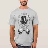 Custom Text Rock & Roll Skull met gekruiste gitare T-shirt (Voorkant)