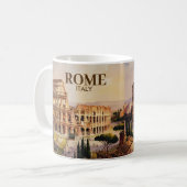 Custom Text Rome Italy Colosseum Retro Watercolor Koffiemok (Voorkant links)