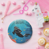 Custom Text Scuba Diver Papieren Bordje (Feest)