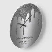 Custom Text Silver Drips 25th Wedding Jubileum Grote Klok (Hoek)