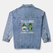 Custom Text St. Patrick's Day Frog and Bunny Denim Jacket (Achterkant)