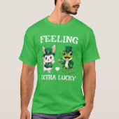 Custom Text St. Patrick's Day Frog and Bunny T-shirt (Voorkant)