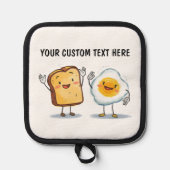Custom Text Toast and Egg Cute Pannenlap (Voorkant)