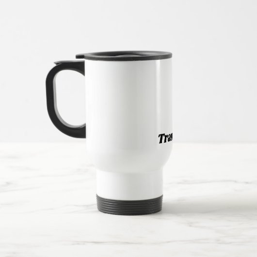 Custom Text Travel Mug in Clean White Finish (Gauche)