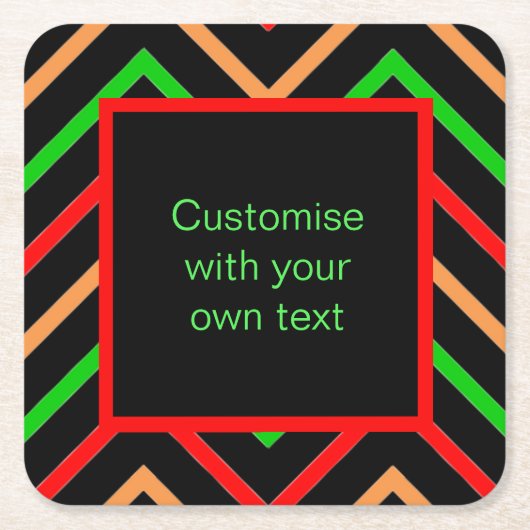 Custom Text Trendy Chevron Vierkante Kartonnen Onderzetter (Voorkant)