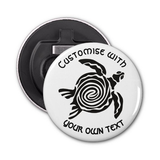 Custom Text Tribal Turtle Design Button Flesopener (Voorkant)