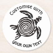 Custom Text Tribal Turtle Design Ronde Kartonnen Onderzetter (Voorkant)