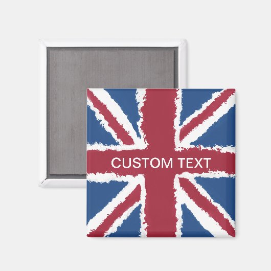 Custom Text Union Jack Flag Art van Heva Weva Magneet (Voorkant / Achterkant)