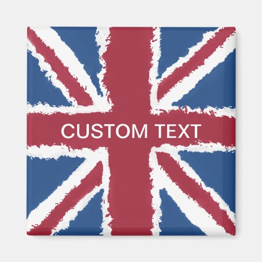 Custom Text Union Jack Flag Art van Heva Weva Magneet (Voorkant)