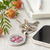 Custom Text Union Jack Flag Art van Heva Weva Sleutelhanger (Zijkant)