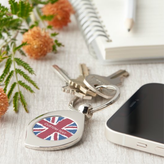 Custom Text Union Jack Flag Art van Heva Weva Sleutelhanger (Zijkant)