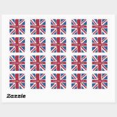Custom Text Union Jack Flag Art van Heva Weva Vierkante Sticker (Vel)