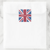 Custom Text Union Jack Flag Art van Heva Weva Vierkante Sticker (Tas)