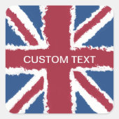 Custom Text Union Jack Flag Art van Heva Weva Vierkante Sticker (Voorkant)