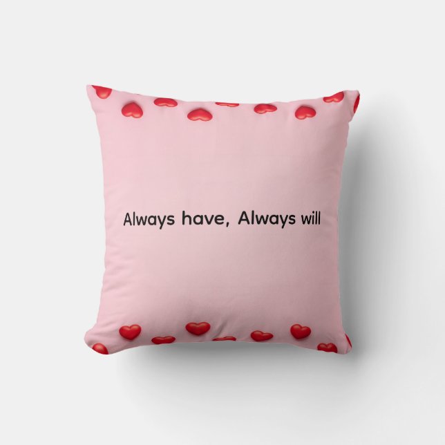 Custom text valentine heart border background kussen (Voorkant)