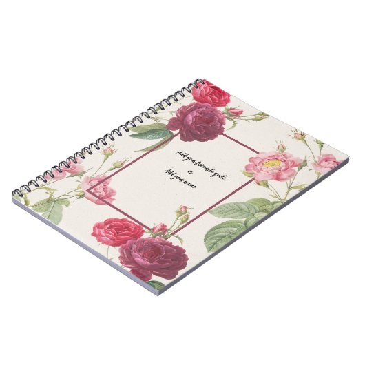 CUSTOM TEXT : Vintage Rose | Notebook Journal (Côté gauche)
