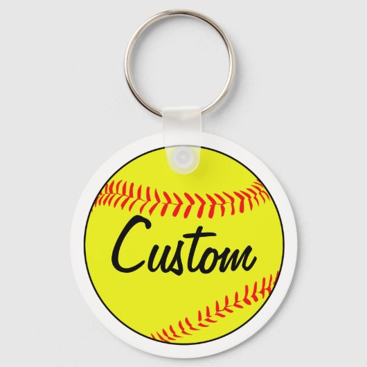 Custom Text White Fastpitch Softball Team Sleutelh Sleutelhanger (Voorkant)