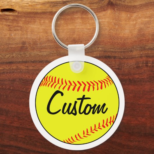 Custom Text White Fastpitch Softball Team Sleutelh Sleutelhanger (Achterkant)