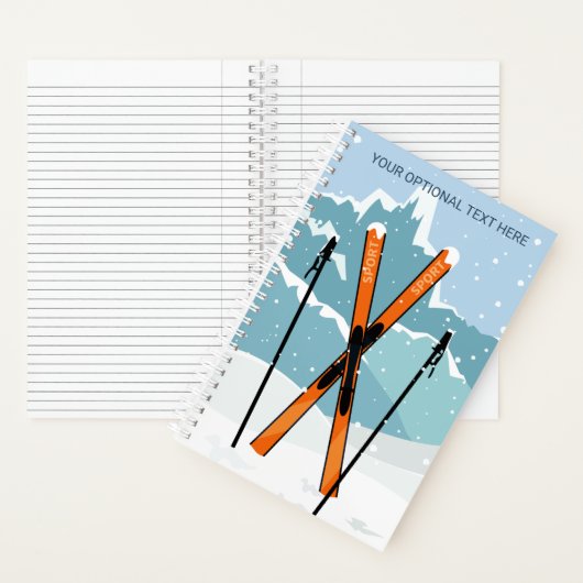 Custom Text Winter Skiing Notitieboek (Binnen)