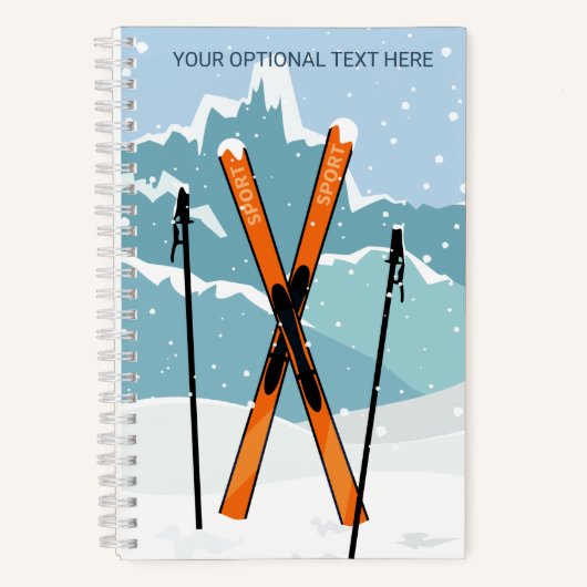 Custom Text Winter Skiing Notitieboek (Voorkant)