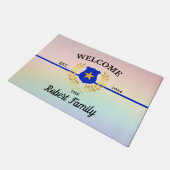 Custom Thin Blue Line Politie Badge Welkom Deurmat (Schuin)