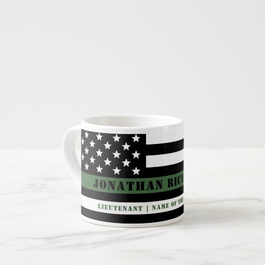 Custom Thin Green Line USA Flag Militaire Soldaat Espresso Kop (Voorkant links)