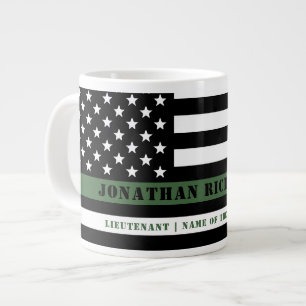 Custom Thin Green Line USA Flag Militaire Soldaat Extra Grote Beker