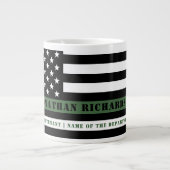 Custom Thin Green Line USA Flag Militaire Soldaat Extra Grote Beker (Voorkant)
