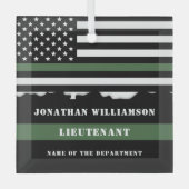 Custom Thin Green Line USA Flag Militaire Soldaat Glas Ornament (Voorkant)