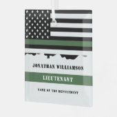 Custom Thin Green Line USA Flag Militaire Soldaat Glas Ornament (Voorkant links)
