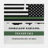 Custom Thin Green Line USA Flag Militaire Soldaat Glas Ornament (Achterkant)