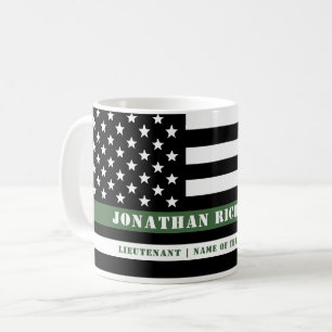Custom Thin Green Line USA Flag Militaire Soldaat Koffiemok
