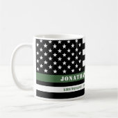 Custom Thin Green Line USA Flag Militaire Soldaat Koffiemok (Links)