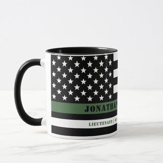 Custom Thin Green Line USA Flag Militaire Soldaat Mok (Links)
