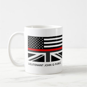Custom Thin Red Line Amerikaanse en Britse vlag Koffiemok