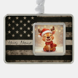 Custom Thin White Line Framed Ornament