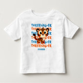 Custom Threenager Tiger Boy 3e Verjaardagsfeestje Kinder Shirts (Voorkant)
