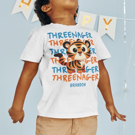 Custom Threenager Tiger Boy 3e Verjaardagsfeestje Kinder Shirts