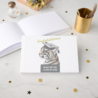 Custom Tiger Graduation Foil Guestbook Gastenboek