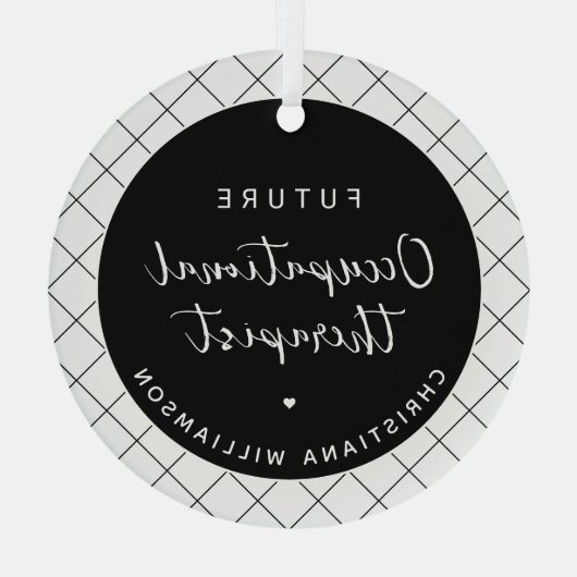 Custom Toekomst OT Beroepstherapeut Elegant Glas Ornament (Achterkant)