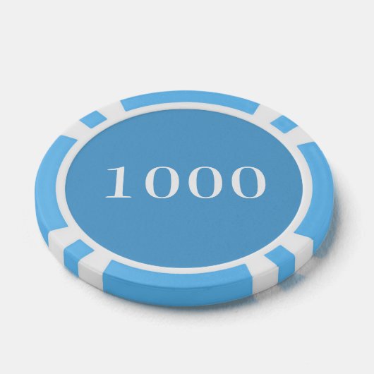 Custom Toernooi Game Value 1000 Lichtblauw Poker Chips (Enkel)